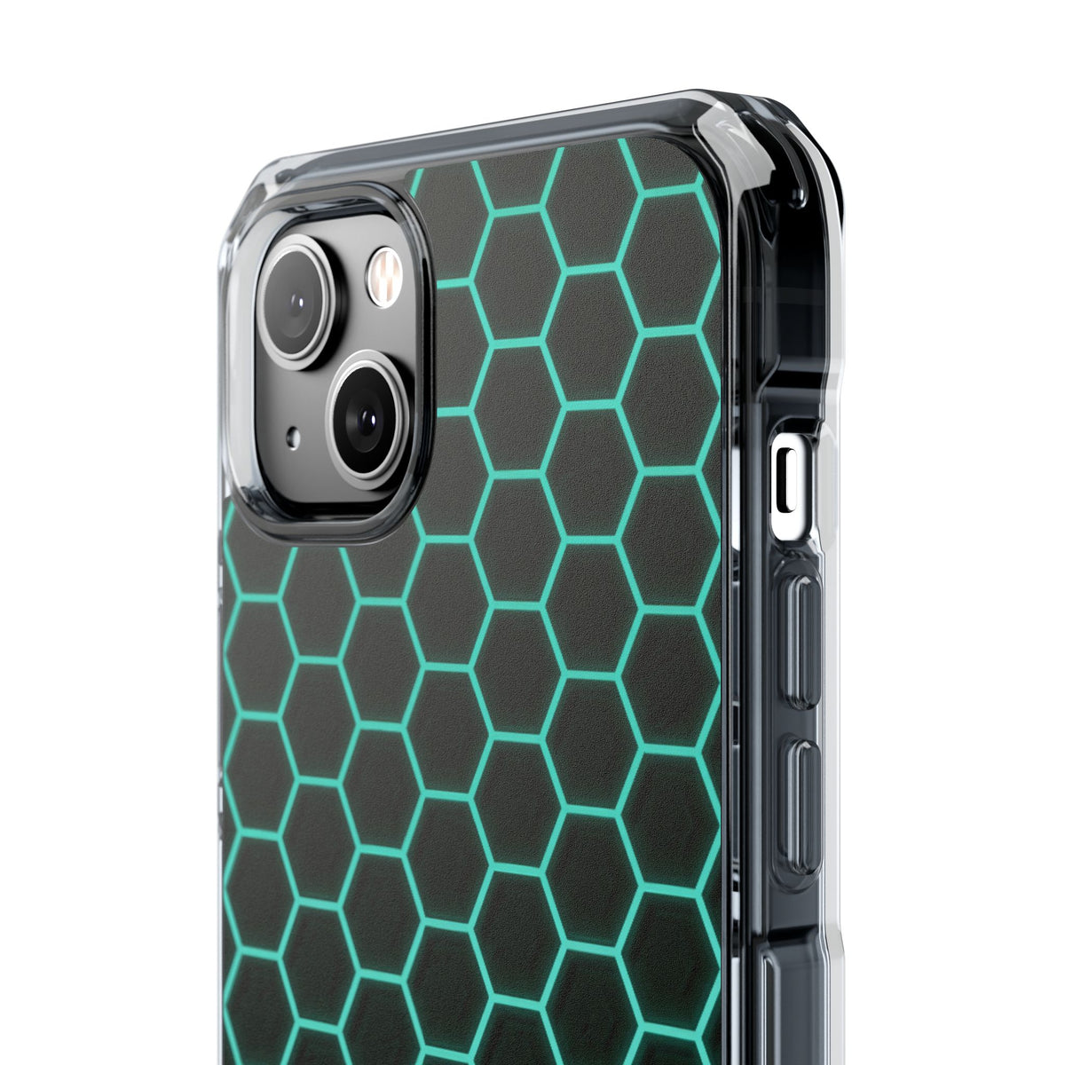 Neon Hex Spectrum · Clear Impact Magnetic Phone Case for iPhone · Teal
