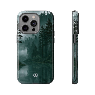 Green Tough Phone Case for iPhone - Misty Evergreen Mirror