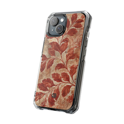 Terracotta Botanical Fresco · Clear Impact Magnetic Phone Case for iPhone · Red