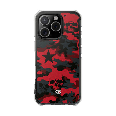 Crimson Skull Camo · Clear Impact Magnetic Phone Case for iPhone · Red