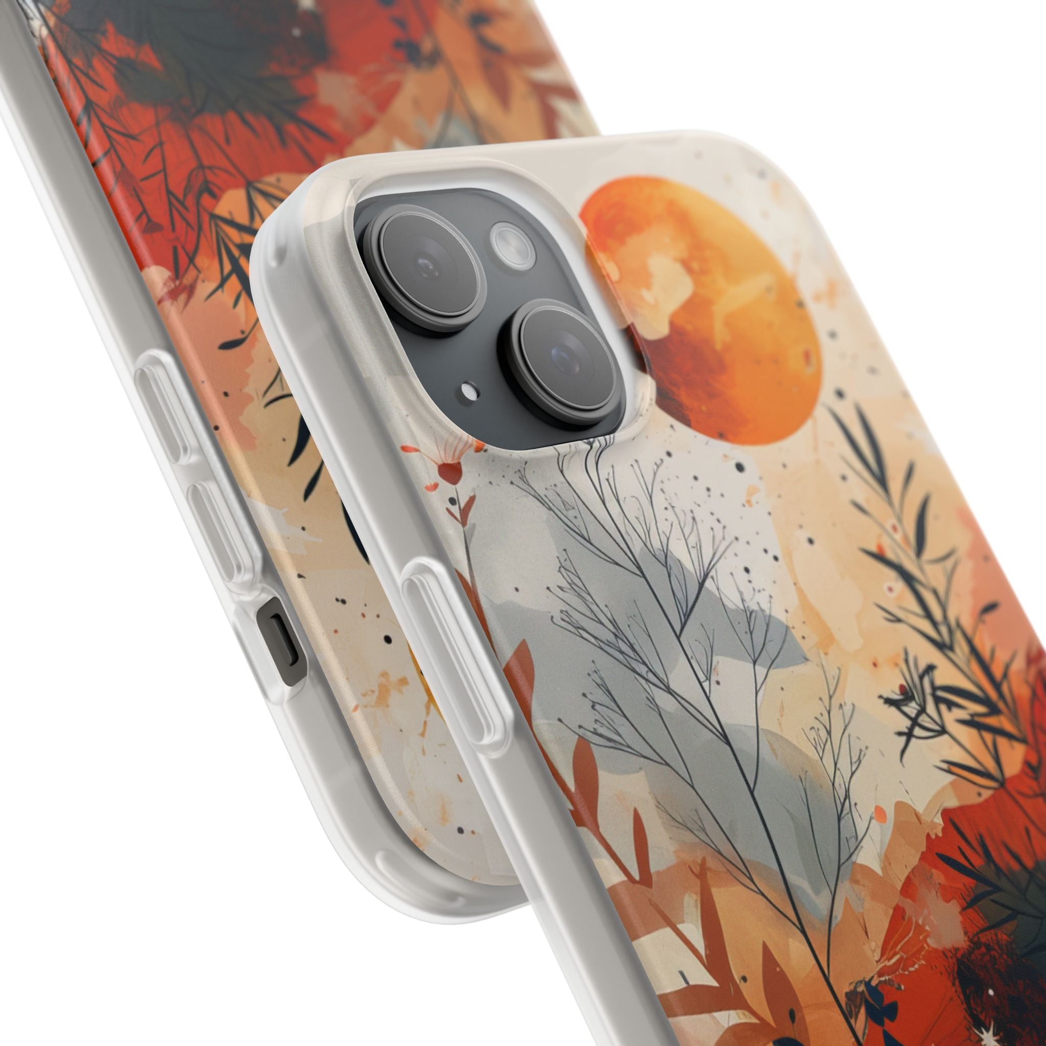 Orange Solstice iPhone 15 Plus Cover - Blød