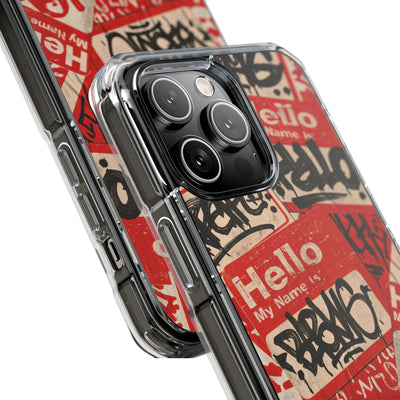 Slap Tag Collage · Clear Impact Magnetic Phone Case for iPhone · Red