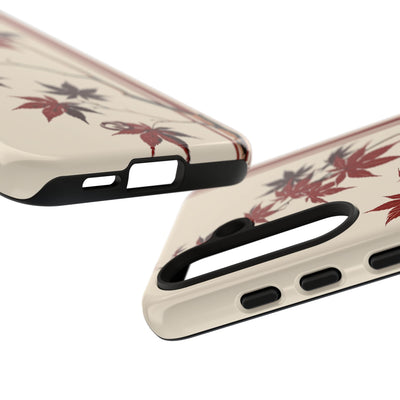 Red Tough Phone Case for Samsung - Crimson Momiji Stripe