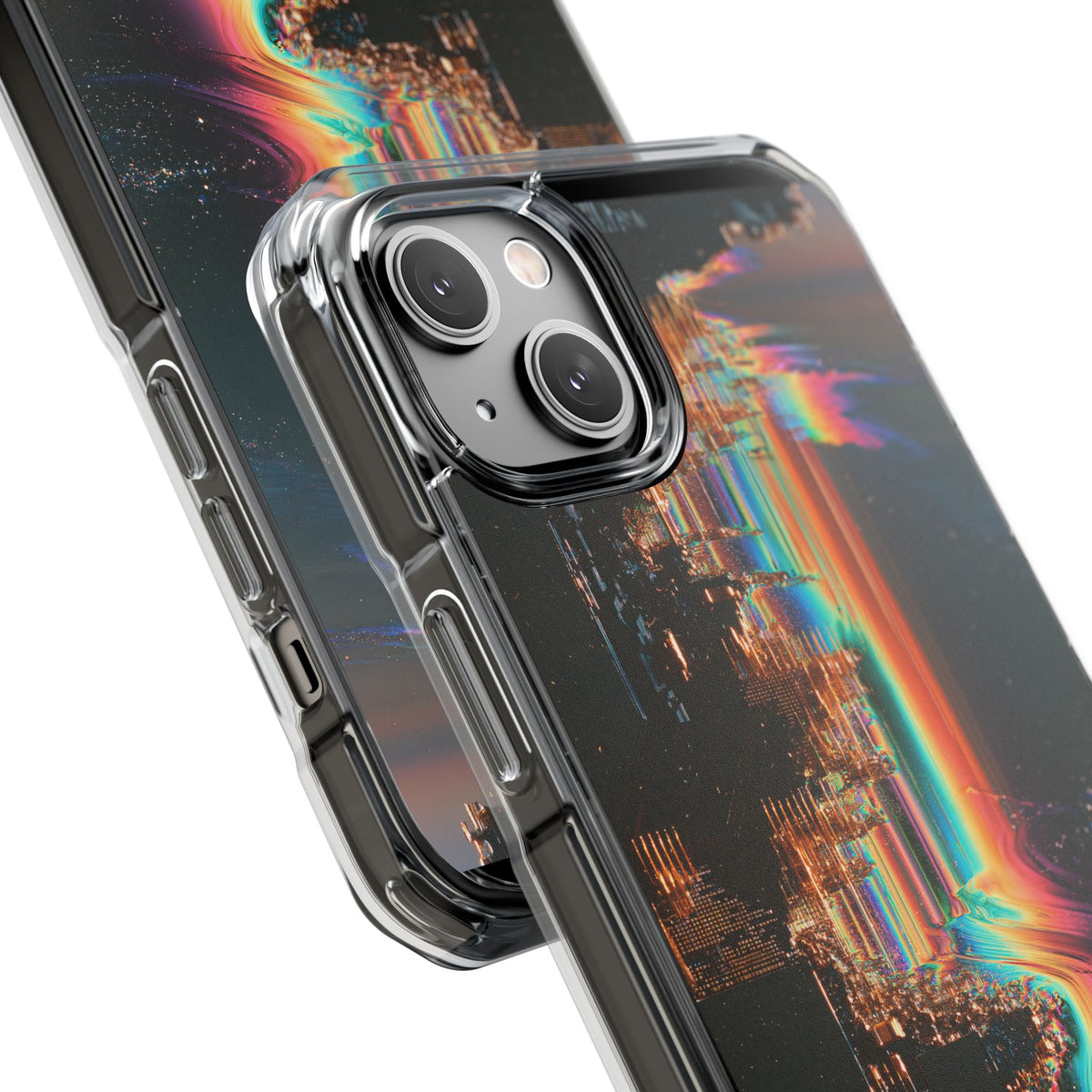 Prismatic Circuit · Clear Impact Magnetic Phone Case for iPhone · Black