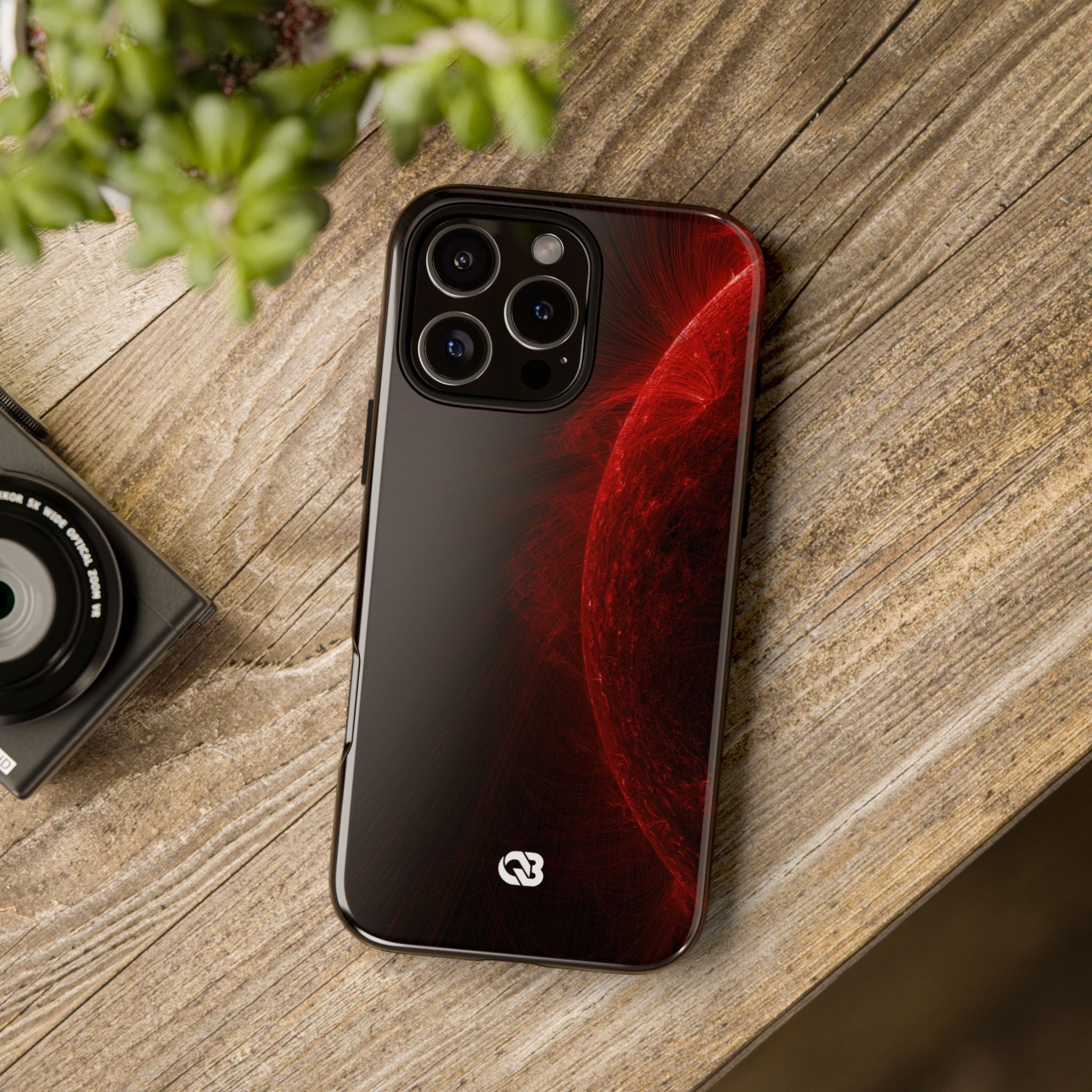 Red Tough Phone Case for iPhone - Solar Crimson Flare