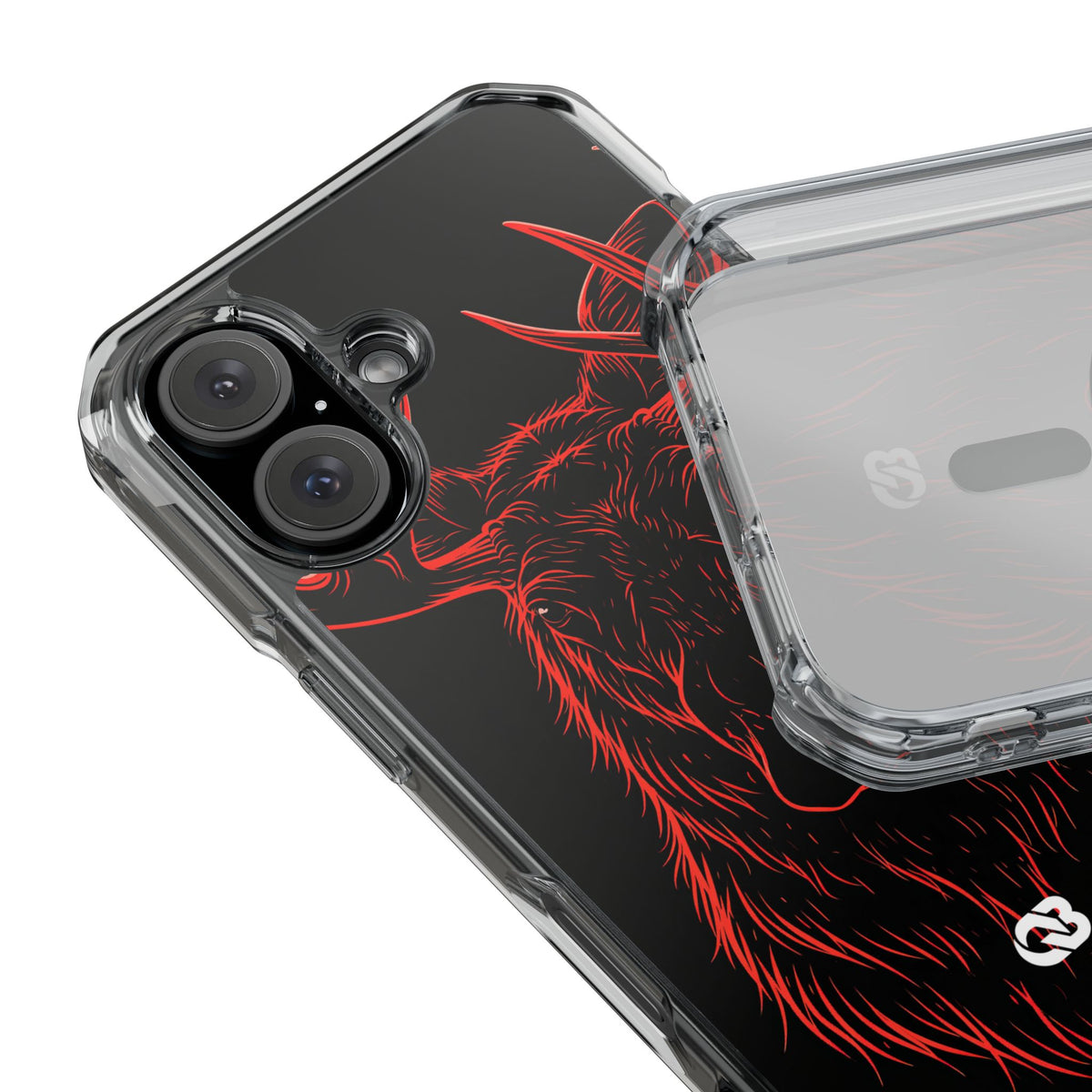 Nordic Moose Contour · Clear Impact Magnetic Phone Case for iPhone ·  Red