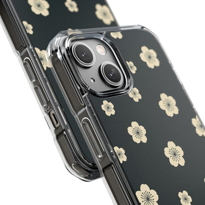Teal Impact MagSafe Phone Case for iPhone - Obsidian Cream Petals