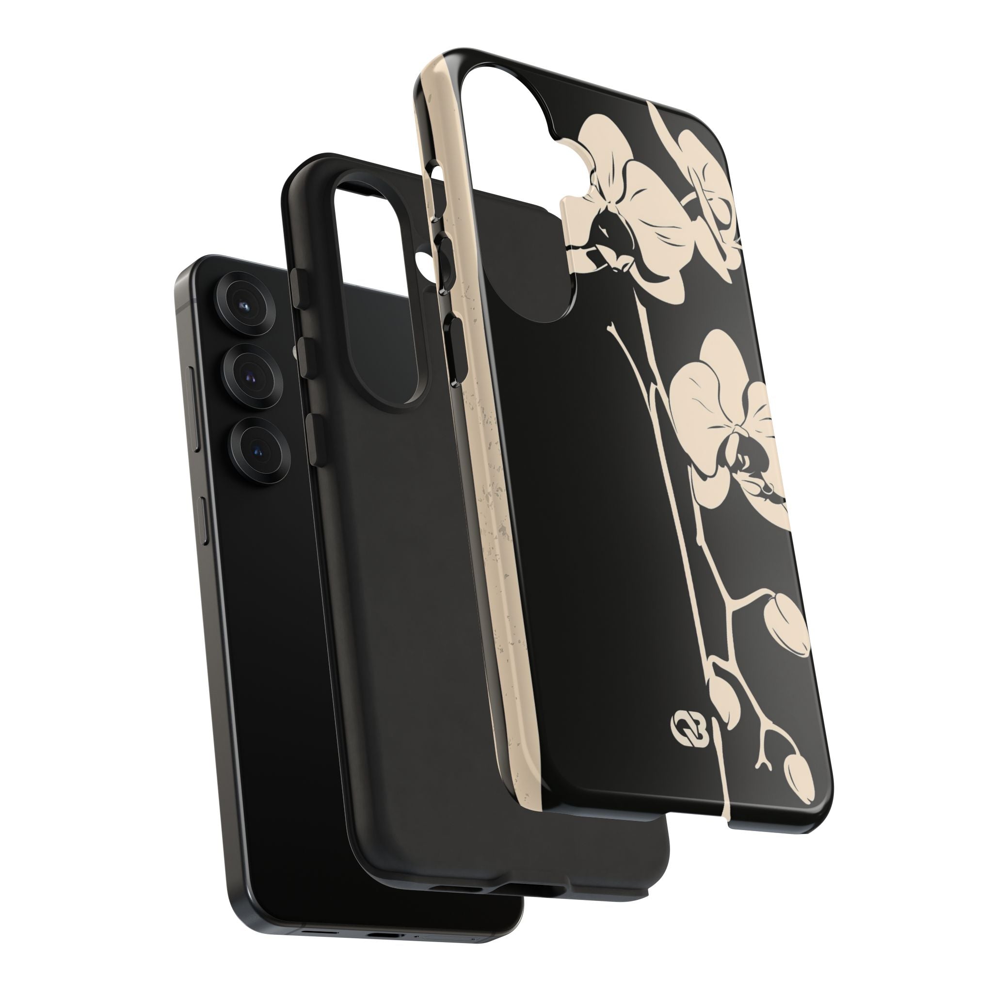 Black Tough Phone Case for Samsung - Obsidian Bone Orchid