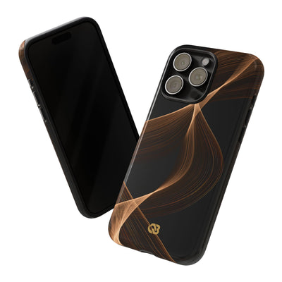 Brown Tough Phone Case for iPhone - Copper Silk Wave