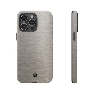 Grey Tough Phone Case for iPhone - Brushed Nickel Linen