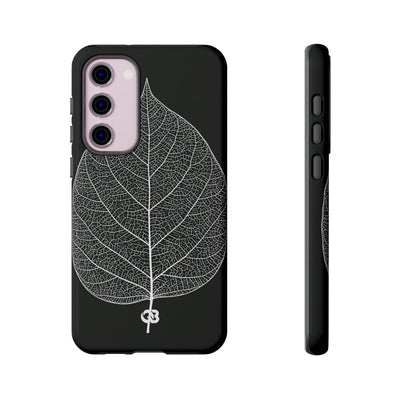 Black Tough Phone Case for Samsung - Bleached Leaf Lattice
