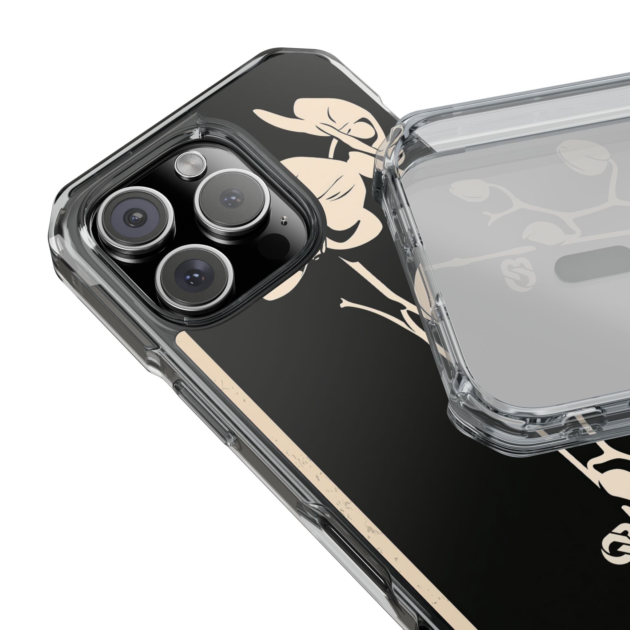 Black Impact MagSafe Phone Case for iPhone - Obsidian Bone Orchid