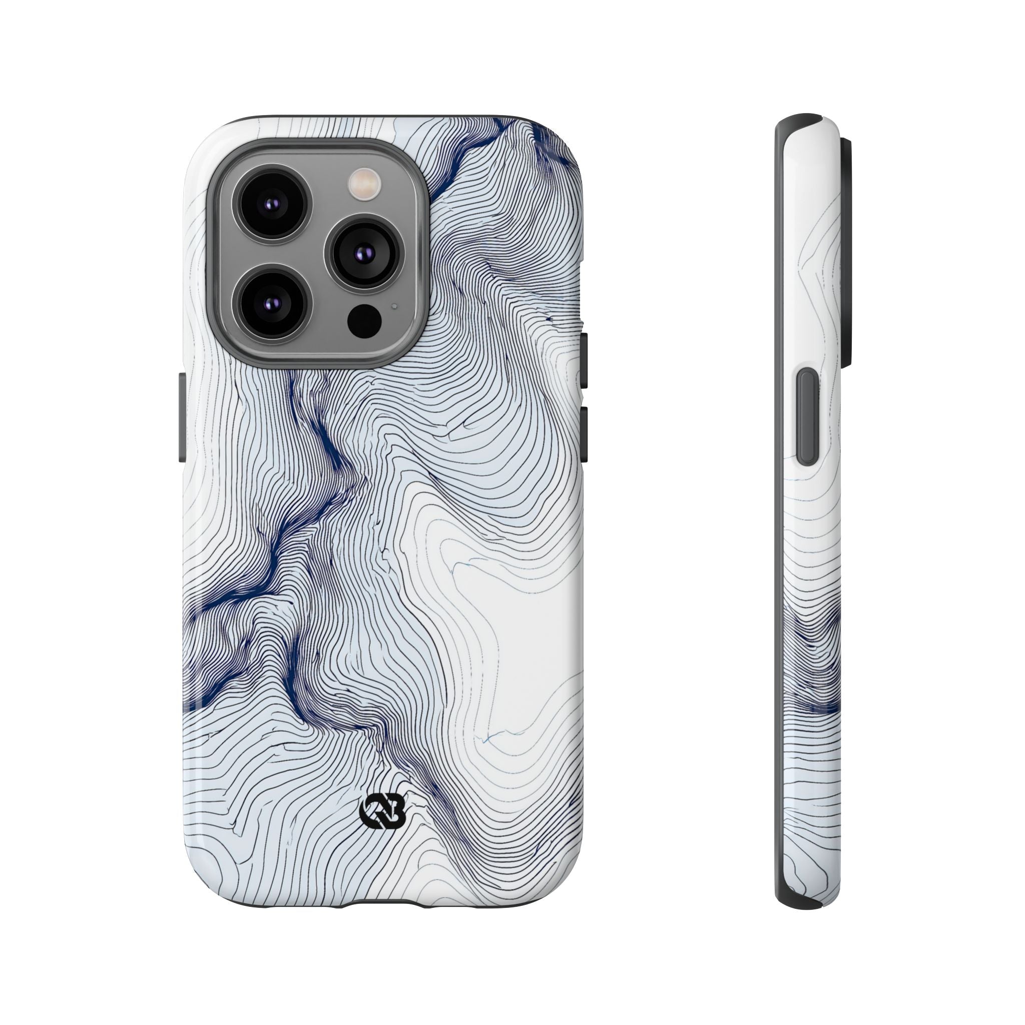 White Tough Phone Case for iPhone - Nordic Ridge Topo