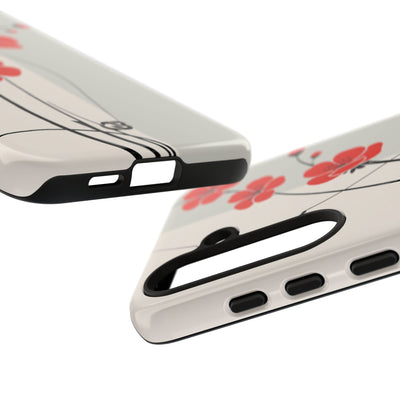 Beige Tough Phone Case for Samsung - Scarlet Ink Petals