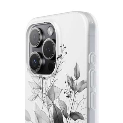 Veined Leaves Gray iPhone 15 Pro Case - Soft