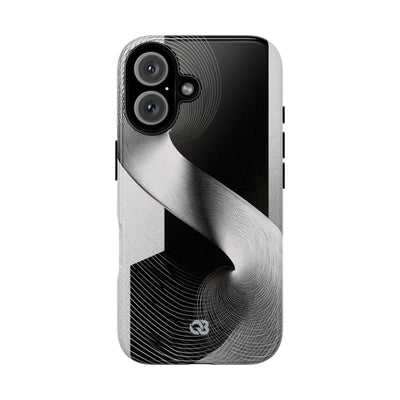 Grey Tough Phone Case for iPhone - Obsidian Moiré Wave