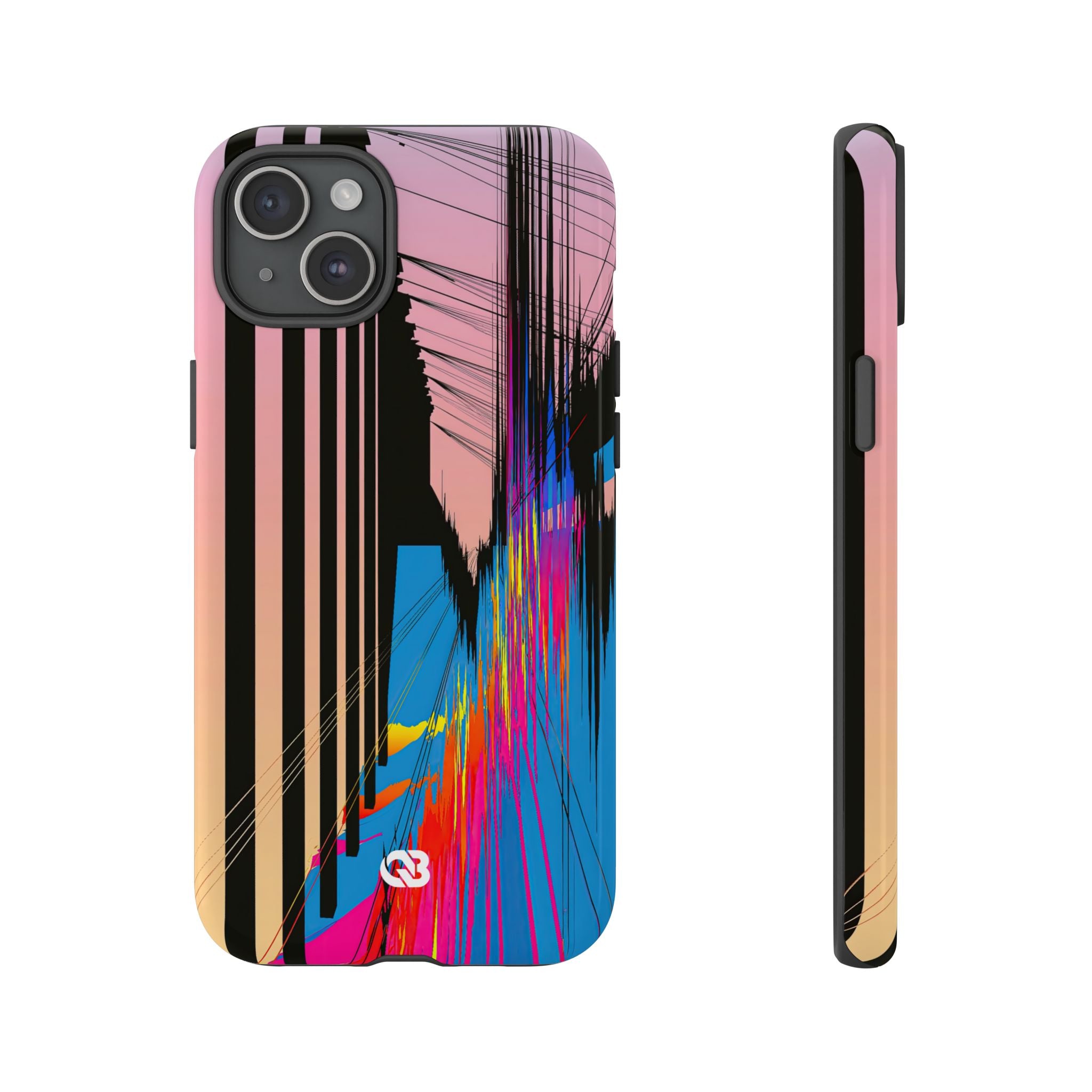 Blue Tough Phone Case for iPhone - Fractured Data Skyline