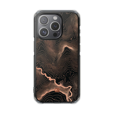 Orange Impact MagSafe Phone Case for iPhone - Salmon Ridge Topo