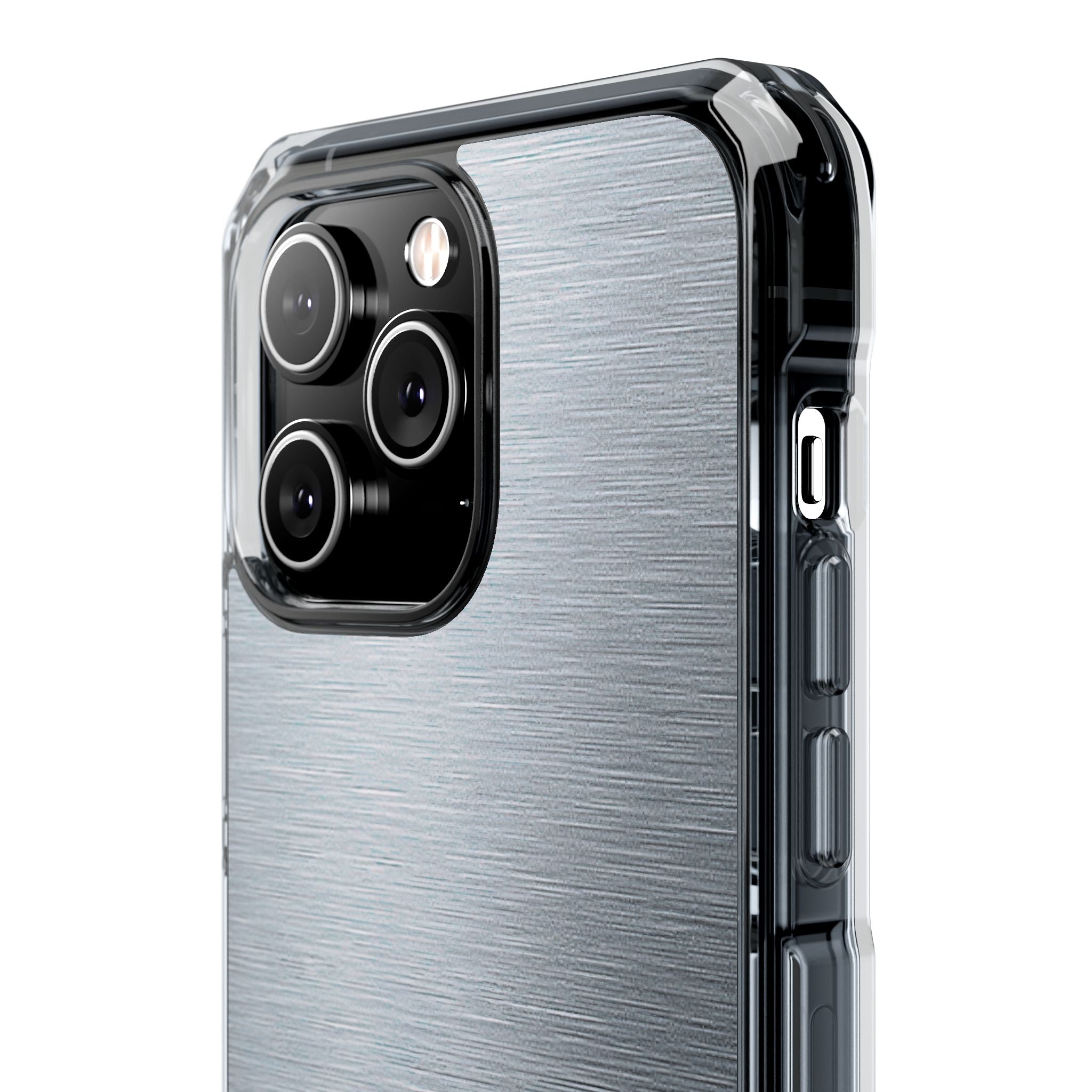 Silver Impact MagSafe Phone Case for iPhone - Satin Chrome Grain