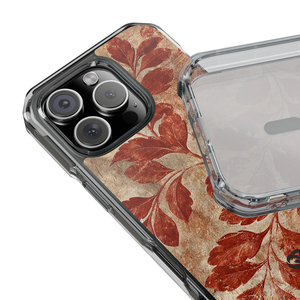 Terracotta Botanical Fresco · Clear Impact Magnetic Phone Case for iPhone · Red