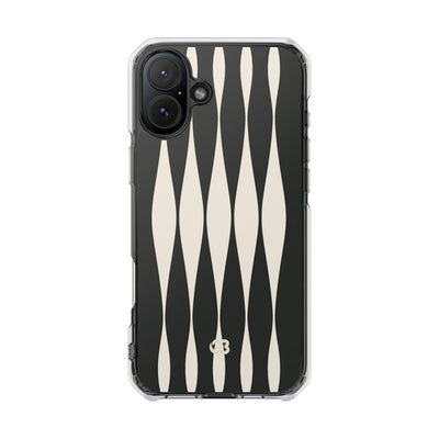 Black Impact MagSafe Phone Case for iPhone - Ivory Spindle Grid