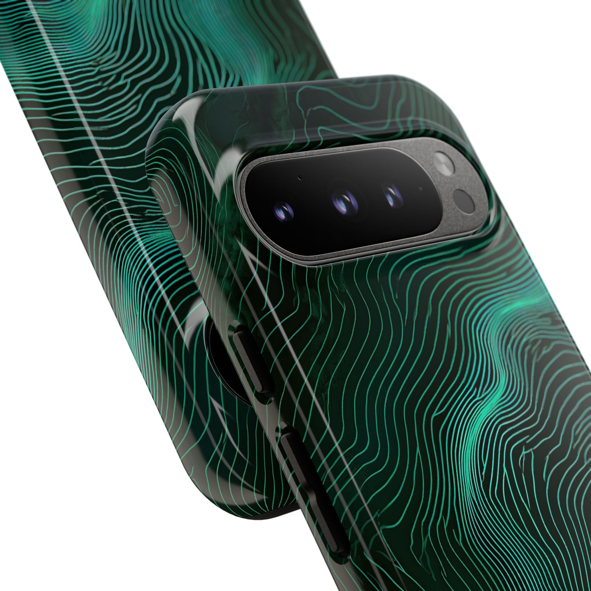 Teal Tough Phone Case for Google Pixel - Neon Jade Contour