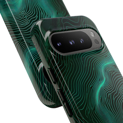 Teal Tough Phone Case for Google Pixel - Neon Jade Contour
