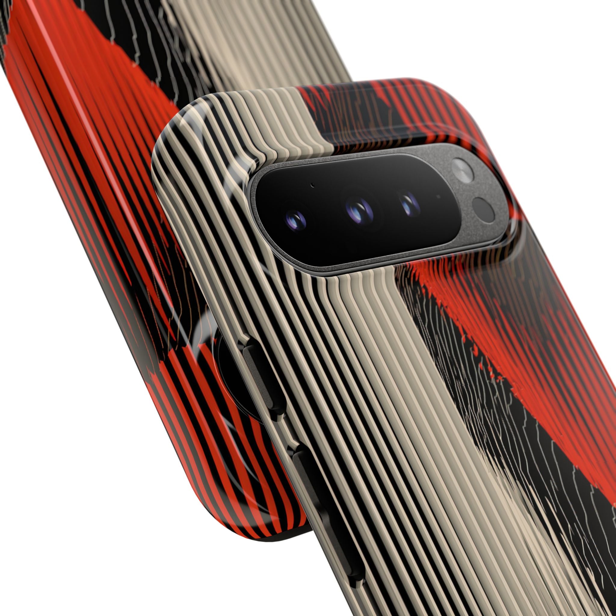 Red Tough Phone Case for Google Pixel - Crimson Pulse Topo