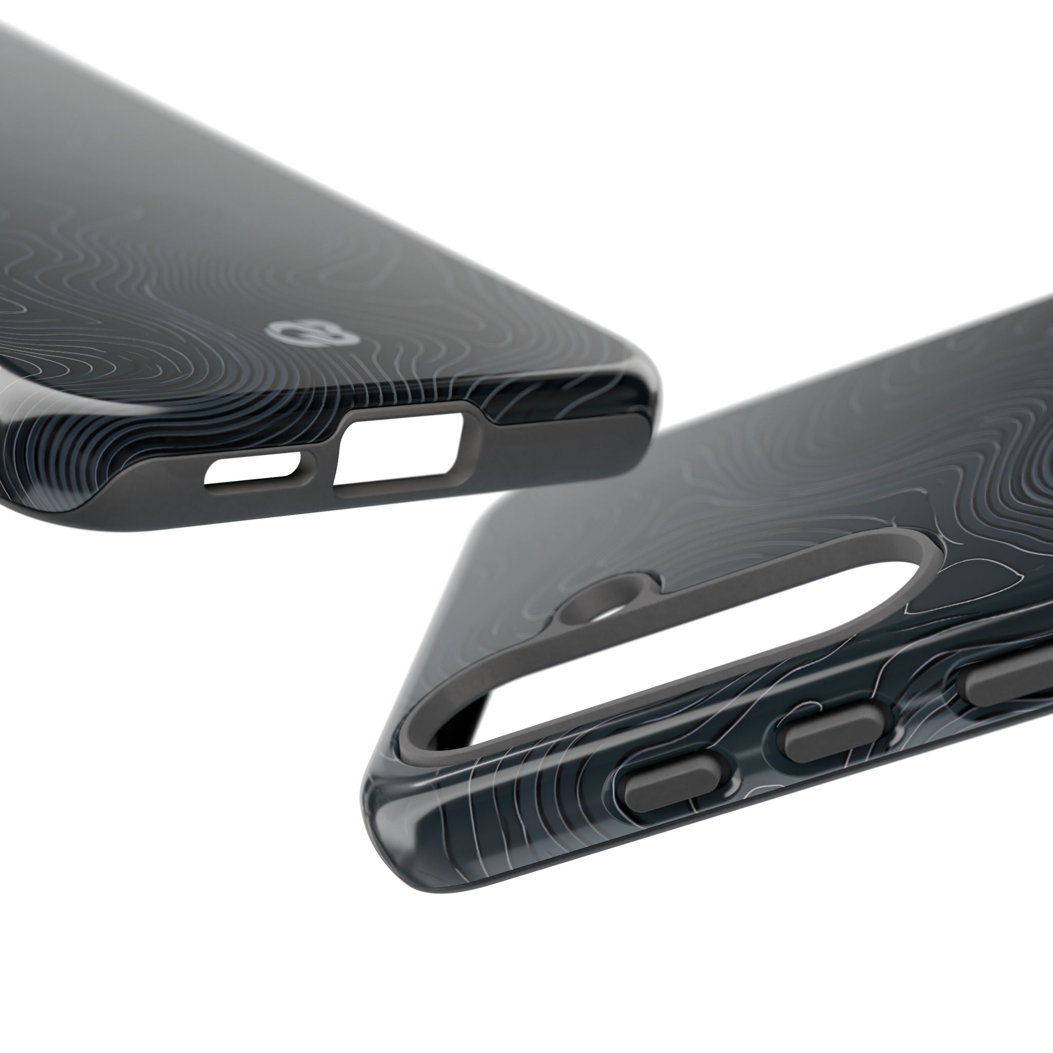 Black Tough Phone Case for Samsung - Obsidian Ridge Topo