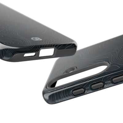 Black Tough Phone Case for Samsung - Obsidian Ridge Topo