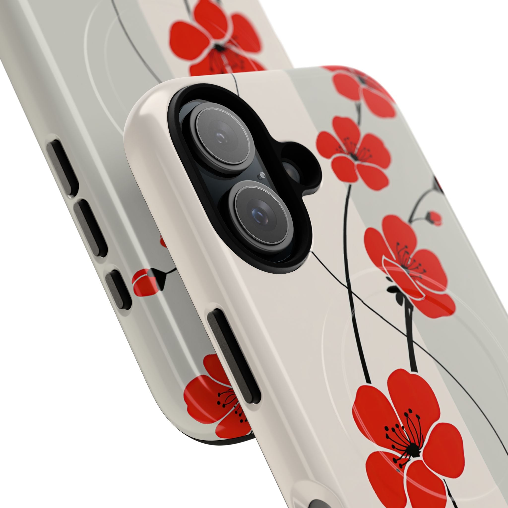 Red Tough 2.0 Magsafe Phone Case for iPhone - Crimson Plum Ink