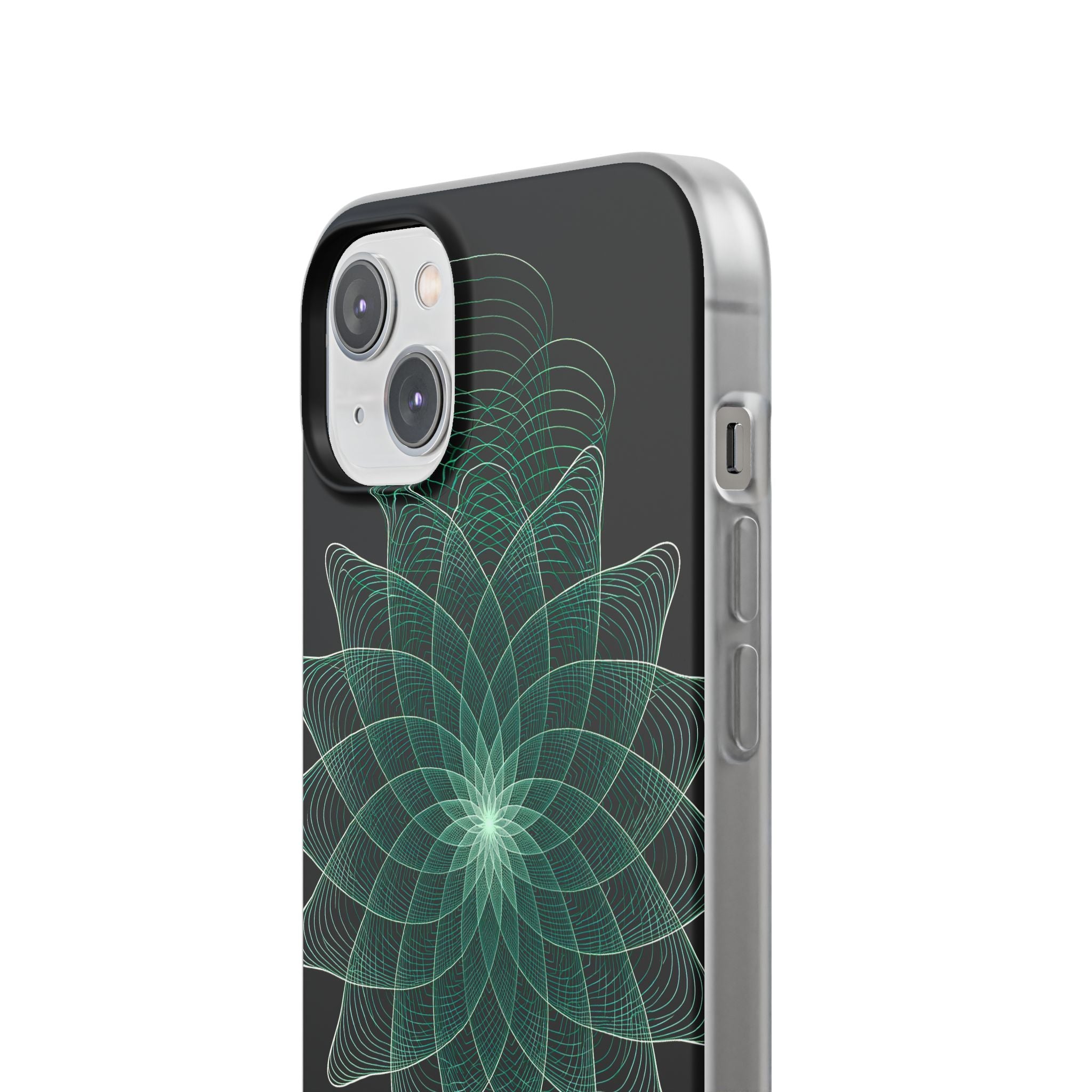 Green Lite Phone Case for iPhone - Cyan Signal Bloom