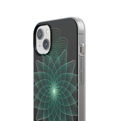 Green Lite Phone Case for iPhone - Cyan Signal Bloom