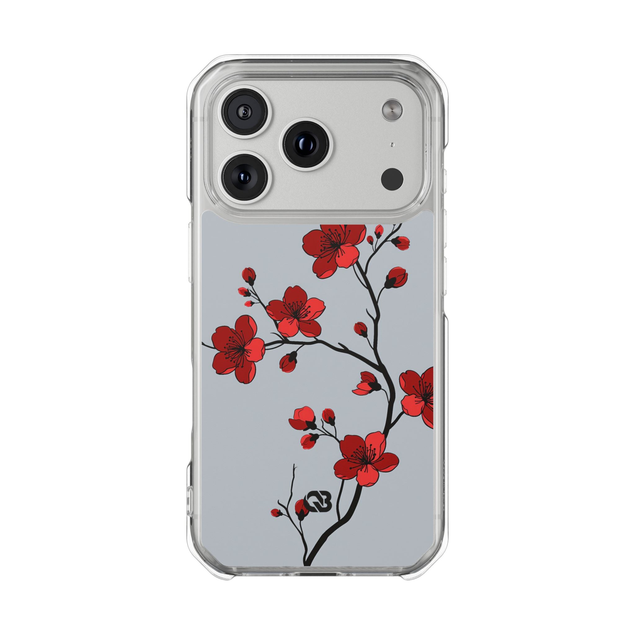 Grey Impact MagSafe Phone Case for iPhone - Crimson Blossom Onyx