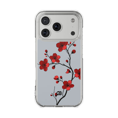Grey Impact MagSafe Phone Case for iPhone - Crimson Blossom Onyx