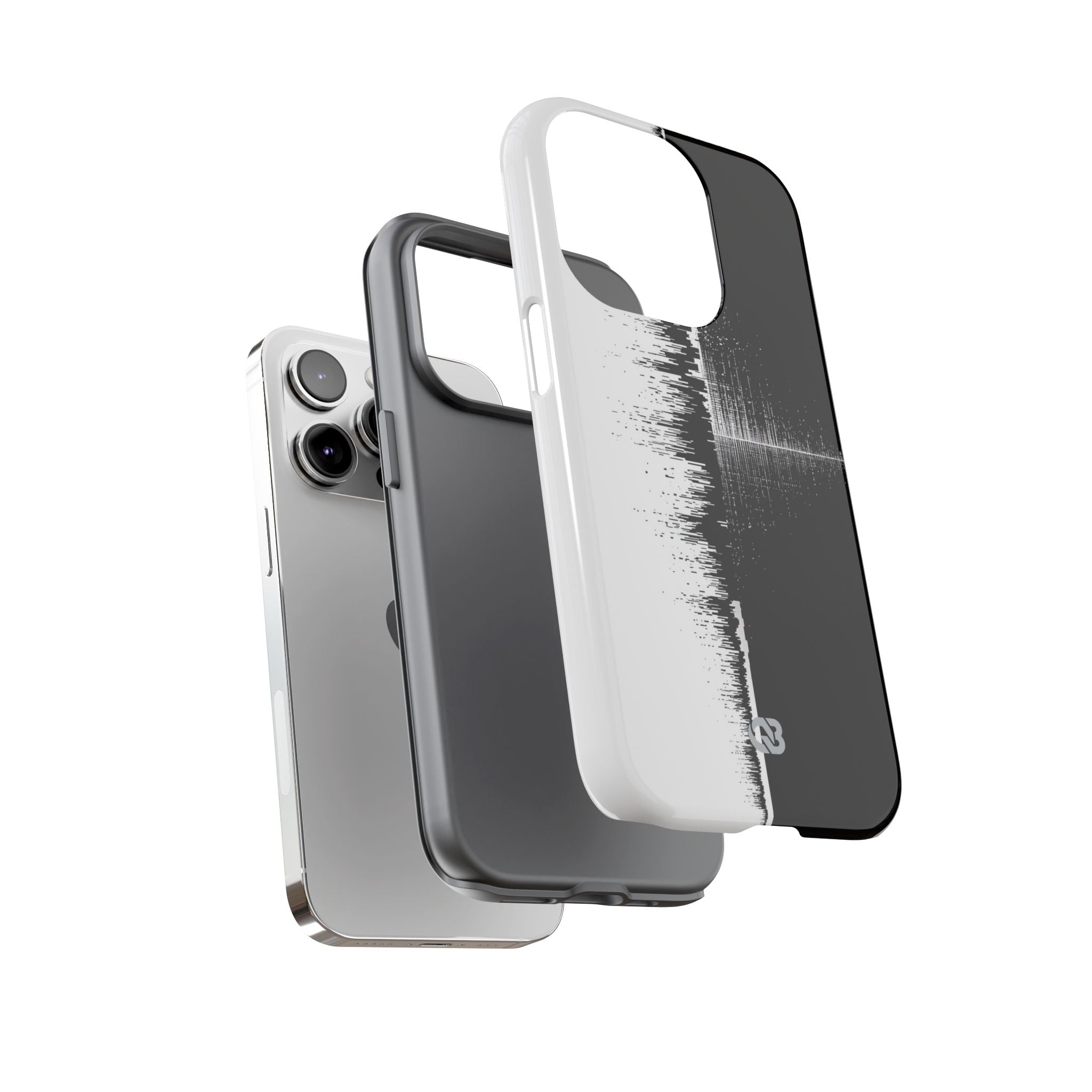 Black Tough Phone Case for iPhone - Static Signal Split