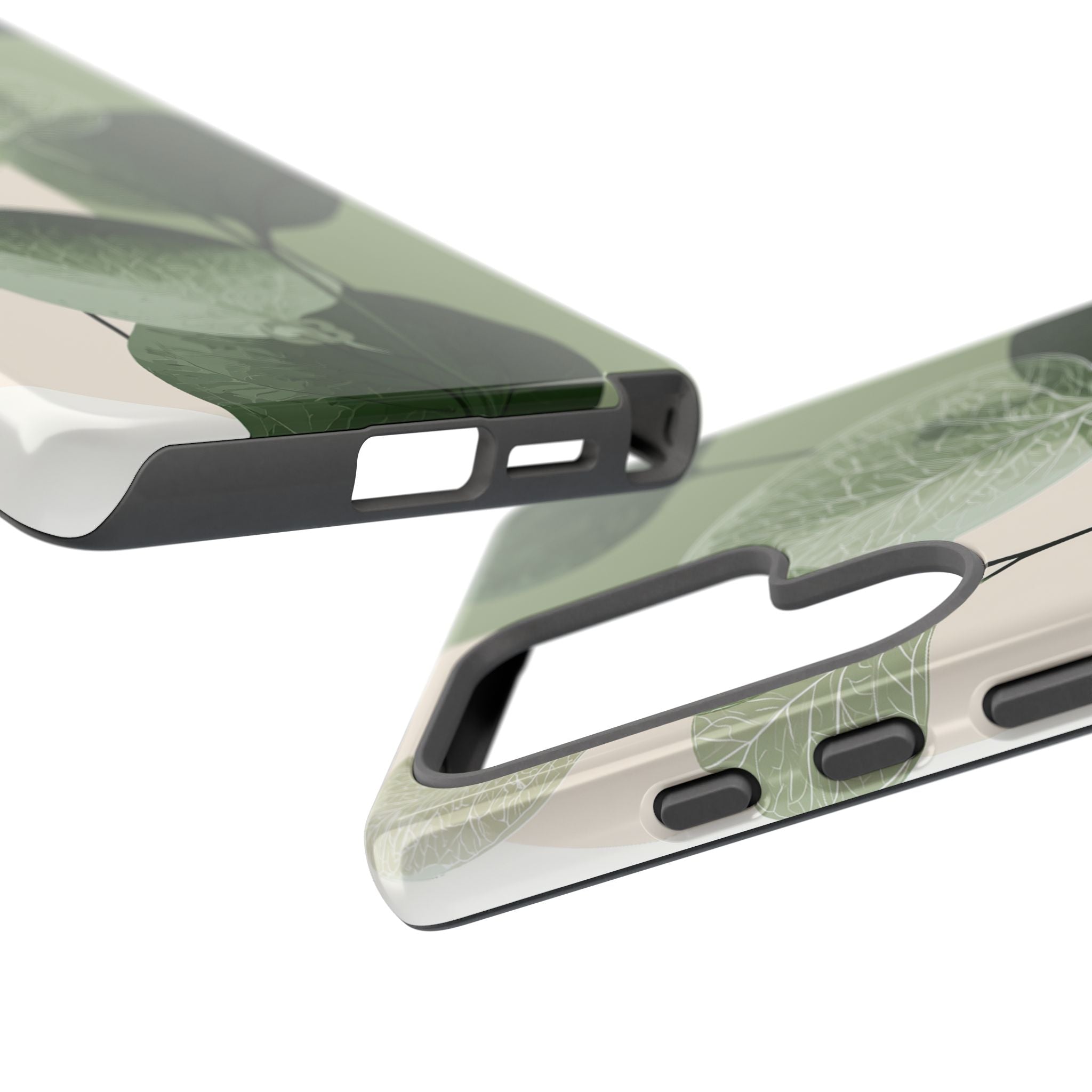 Green Tough Phone Case for Samsung - Sage Leaf Skeletals