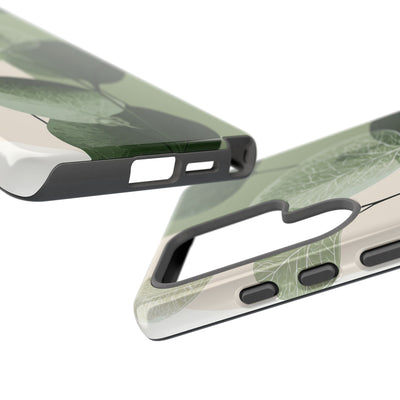 Green Tough Phone Case for Samsung - Sage Leaf Skeletals
