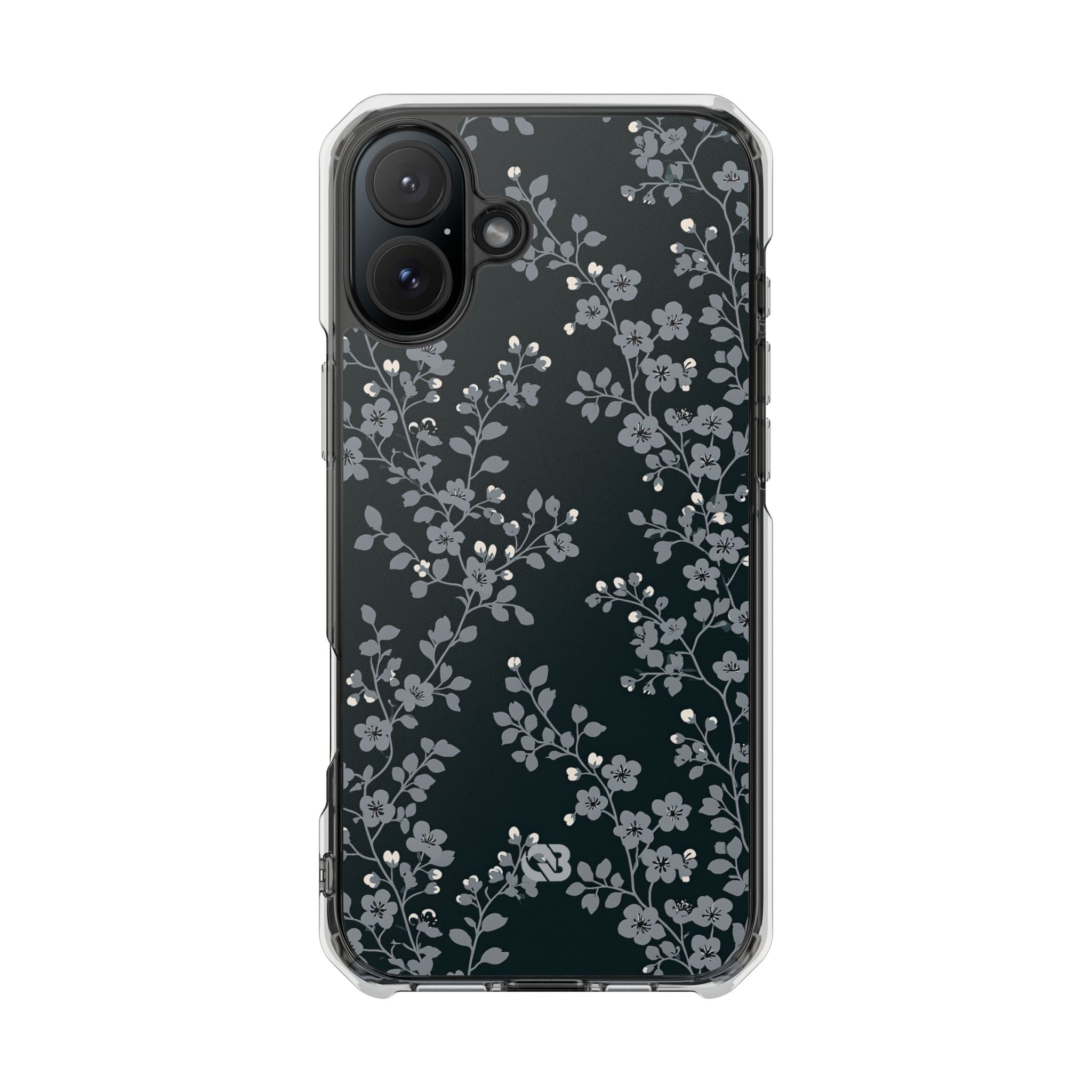 Black Impact MagSafe Phone Case for iPhone - Midnight Slate Blossom