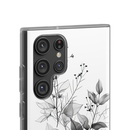 Veined Leaves Gray Samsung S22 Ultra Case - Soft