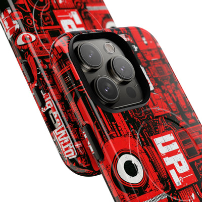 Neo Mecha Collage · Tough 2.0 Magnetic Phone Case for iPhone · Red
