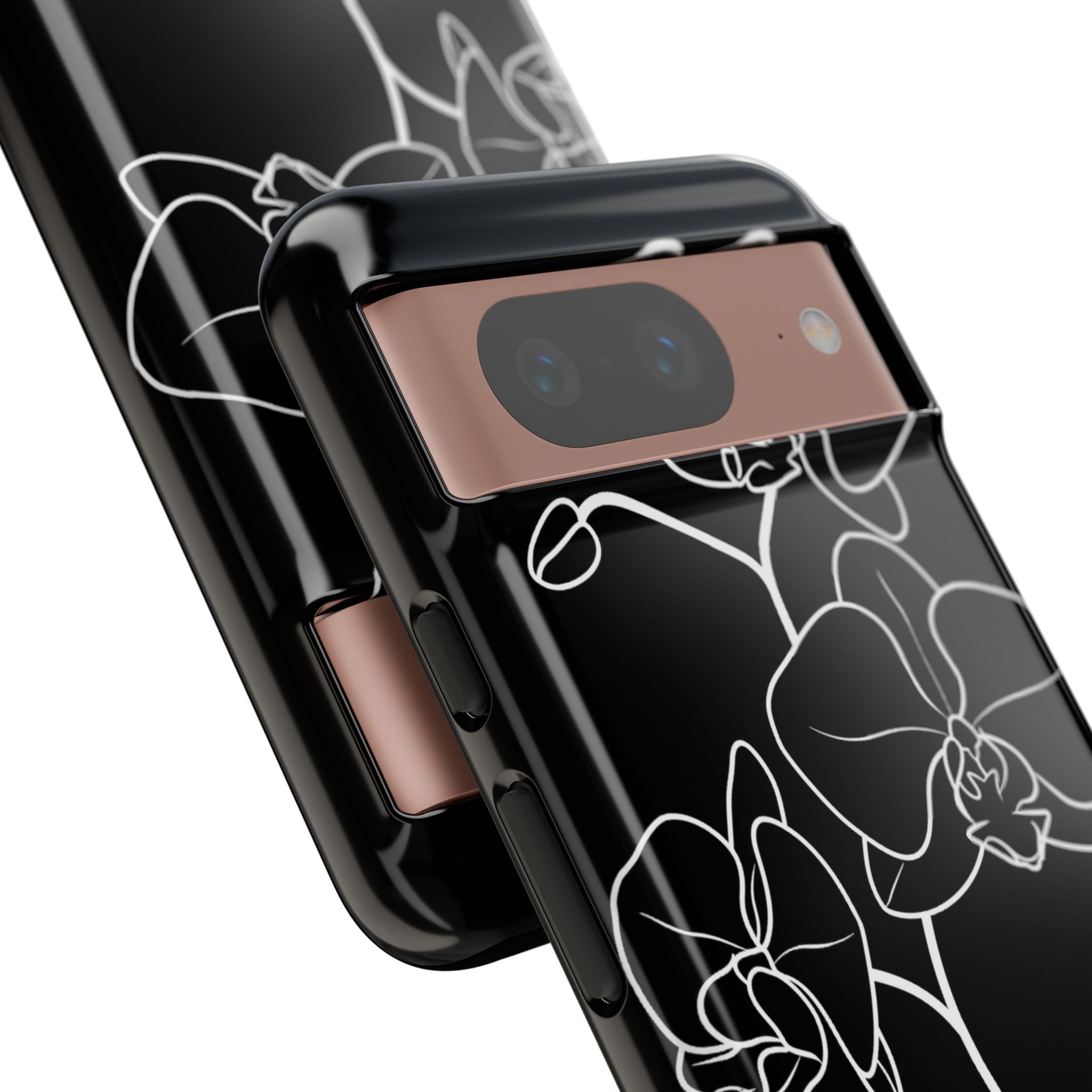 Black Tough Phone Case for Google Pixel - Noir Alabaster Orchid