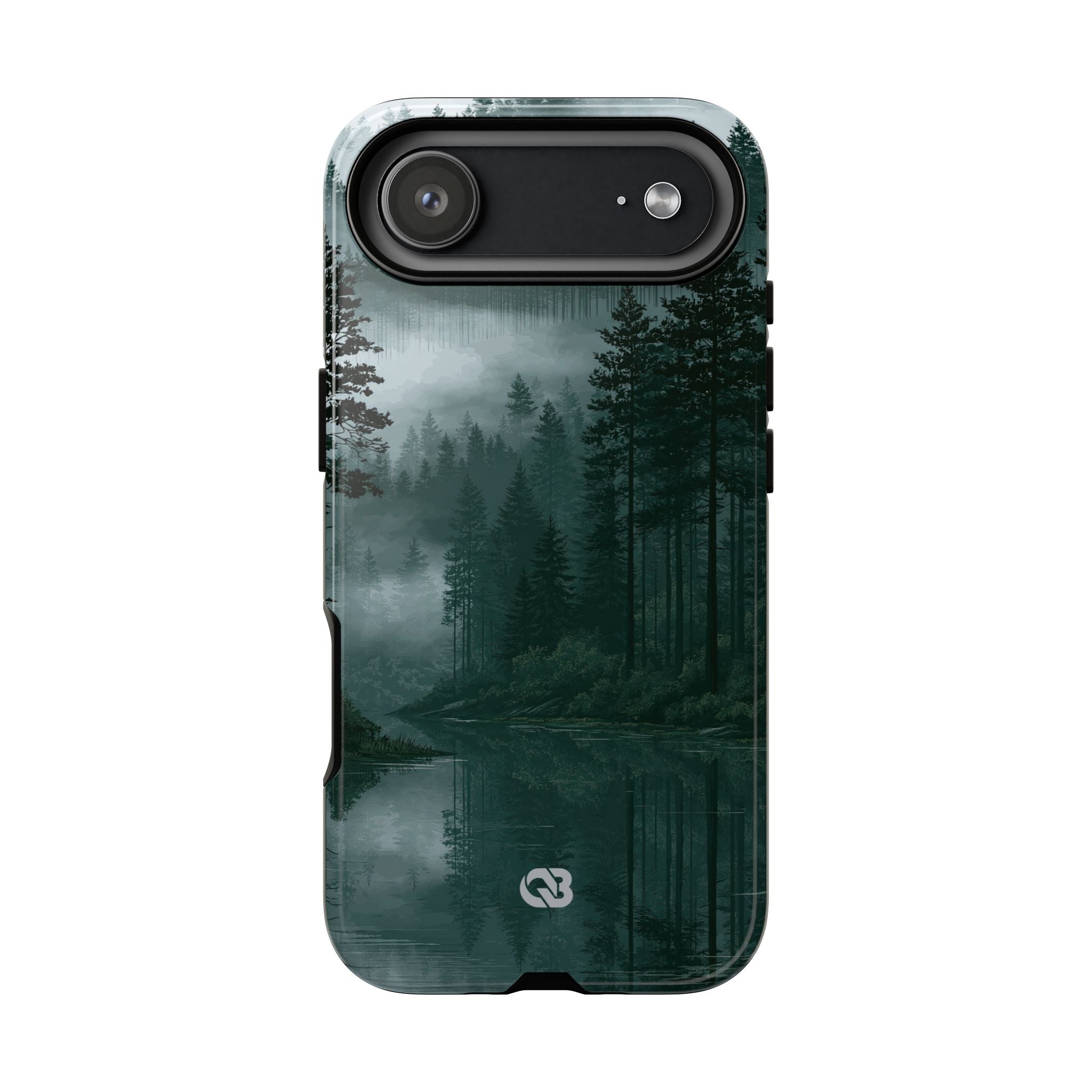 Green Tough Phone Case for iPhone - Misty Evergreen Mirror