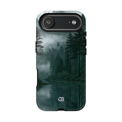Green Tough Phone Case for iPhone - Misty Evergreen Mirror