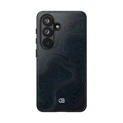 Black Tough Phone Case for Samsung - Obsidian Ridge Topo