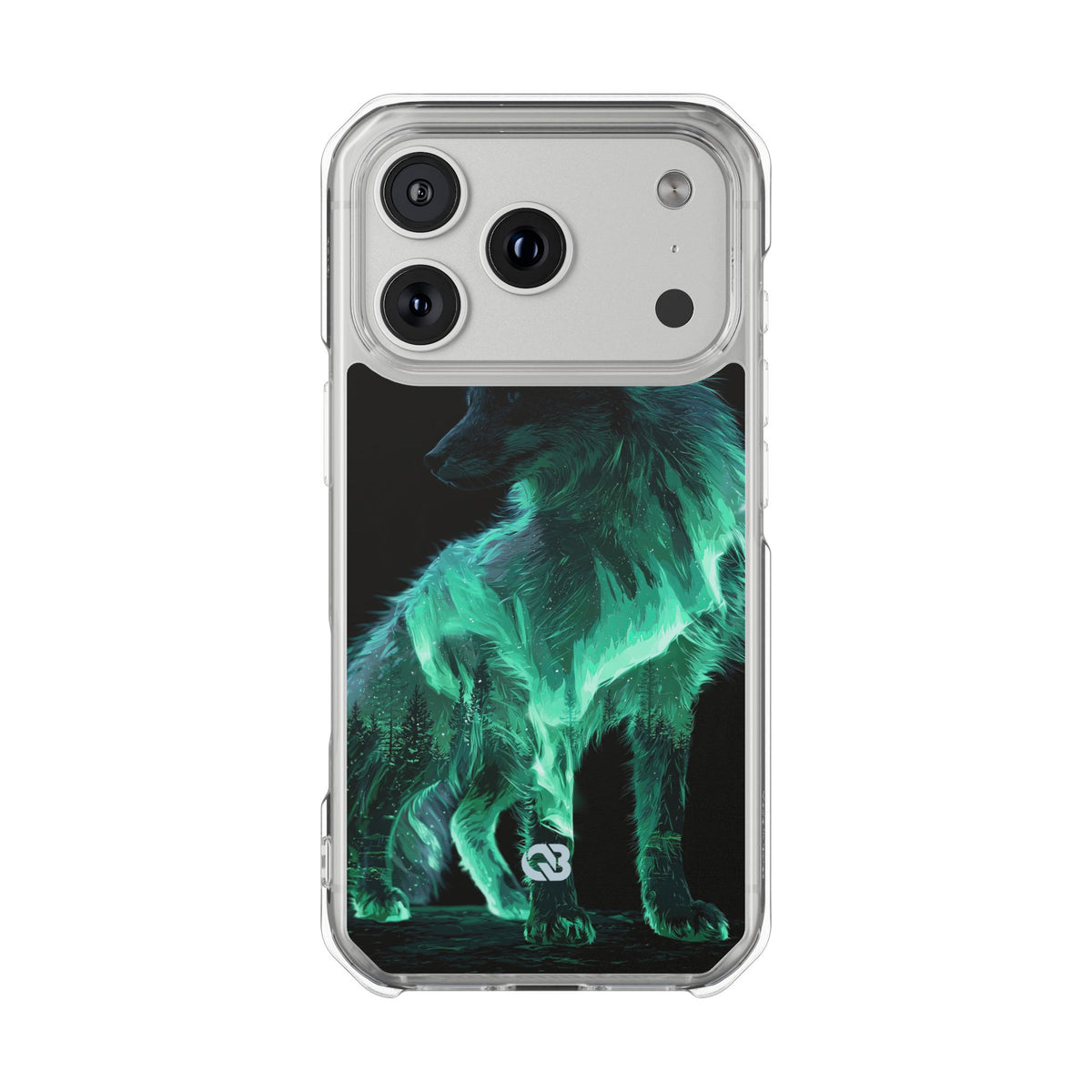 Nordic Aurora Fox · Clear Impact Magnetic Phone Case for iPhone · Teal