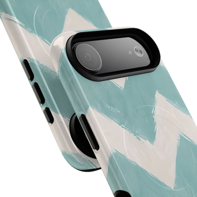 Teal Painted Chevron · Tough+ Phone Case for iPhone · Magsafe