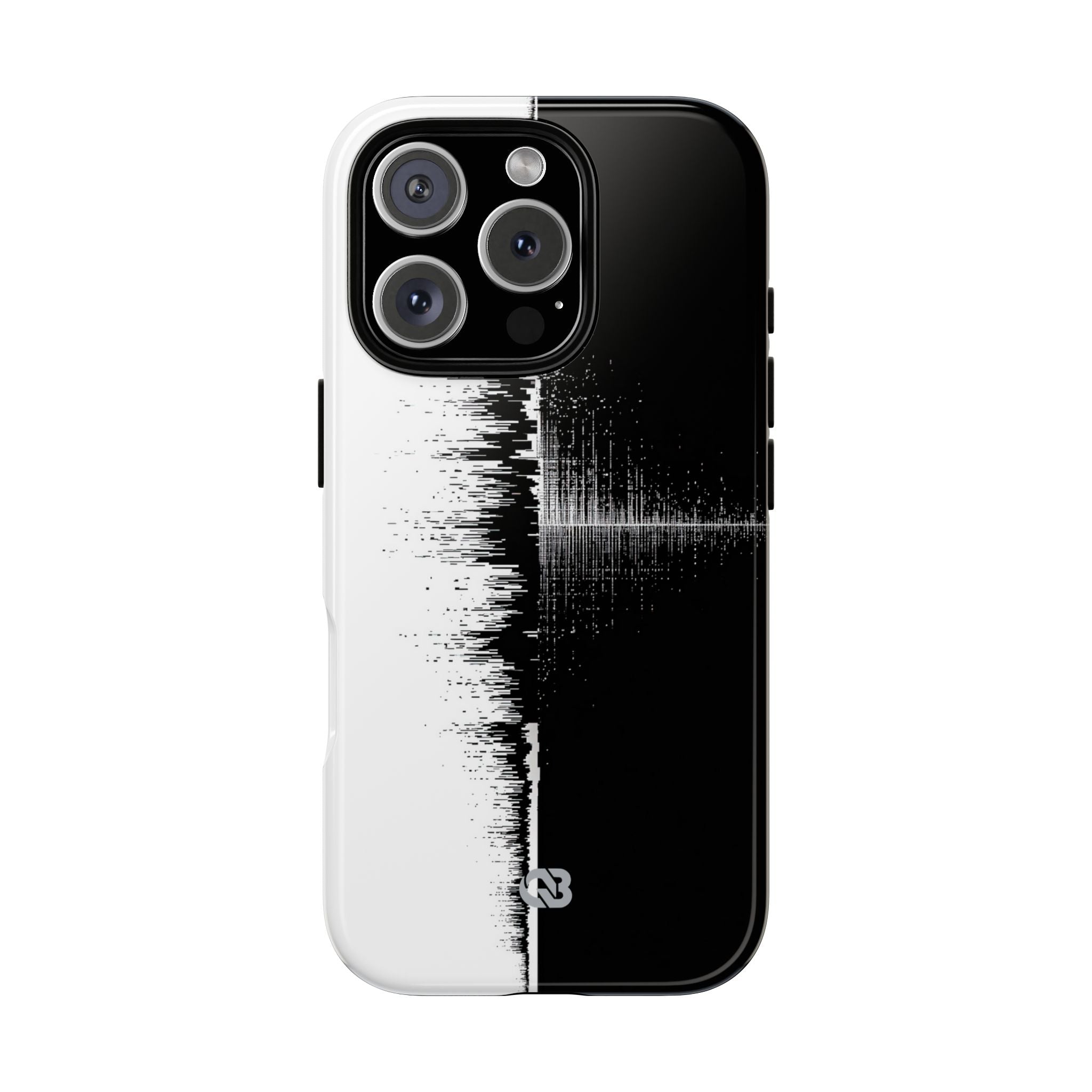 Black Tough Phone Case for iPhone - Static Signal Split