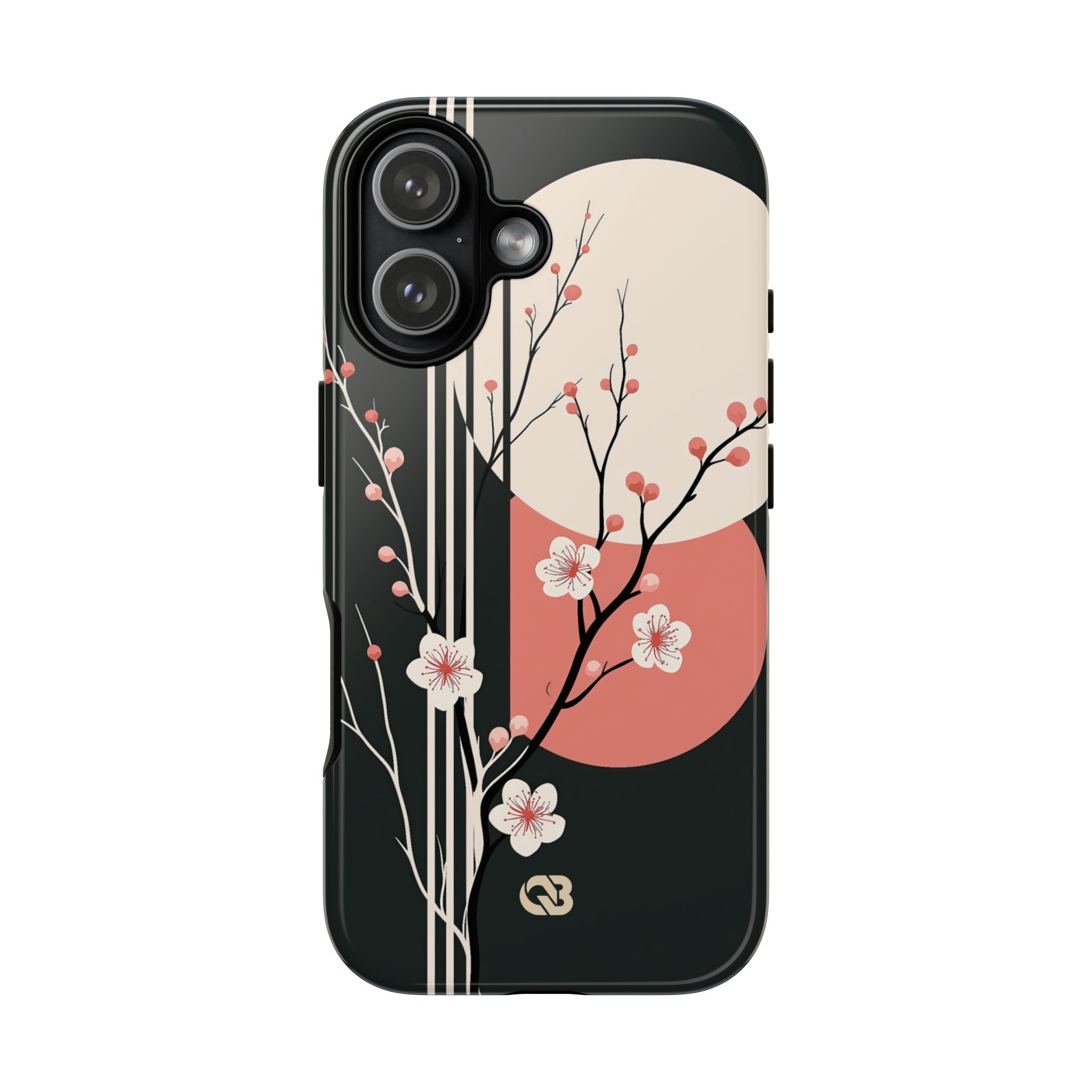Black Tough Phone Case for iPhone - Kyoto Midnight Blossom