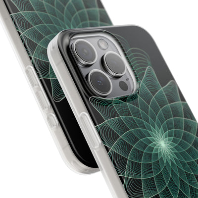 Green Lite Phone Case for iPhone - Cyan Signal Bloom